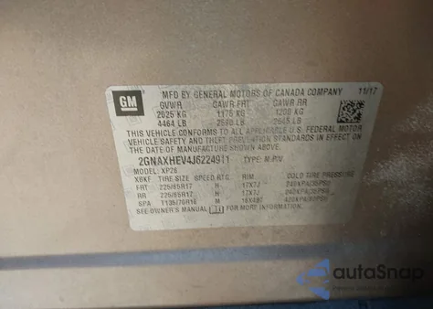 2018 Chevrolet Equinox Ls from USA, damaged, VIN 2GNAXHEV4J6224911